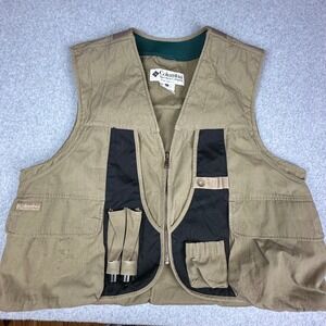Columbia Sportswear Mens XL Tan Canvas Mesh Hunting Shooting Vest Quilted Padded